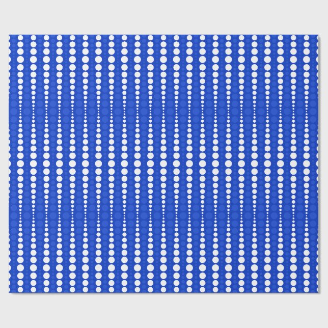 Papel de embrulho azul cobalto e branco com bolinh (Aberto)