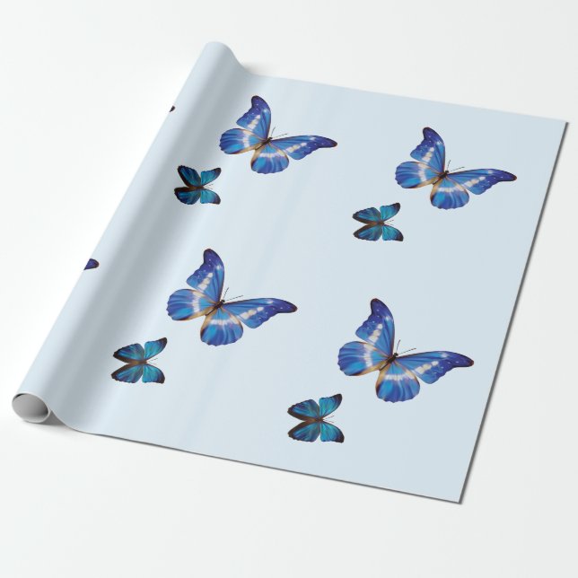 Papel de embrulho azul das borboletas de Morpho (Desenrolado)