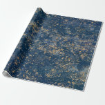 Papel de embrulho azul e dourado com respingos Gla<br><div class="desc">papel de embrulho personalizado</div>