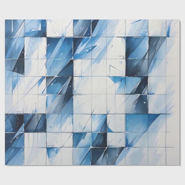 Papel de embrulho azul geométrico (Aberto)