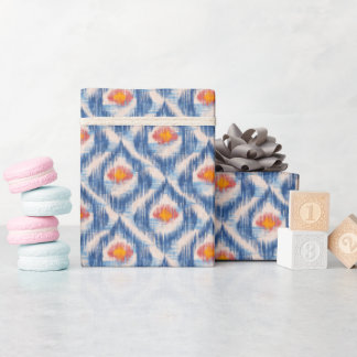 Papel de embrulho azul ikat para Feriados