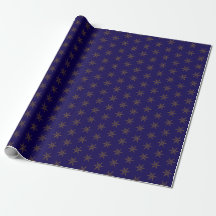 Papel de embrulho azul meia-noite e estrela dourad
