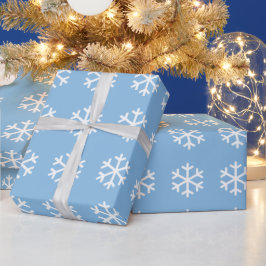 Papel de embrulho azul natalino floco de neve