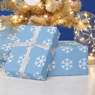 Papel de embrulho azul natalino floco de neve