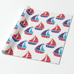 Papel de embrulho azul naval de barco à vela