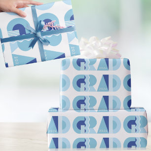 Papel de embrulho azul para presente da turma de f