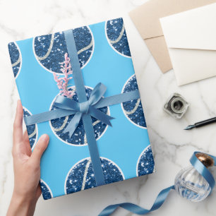 Papel de embrulho azul tema Bola de Ténis para Chá