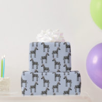 Papel de embrulho azul-zebra branco
