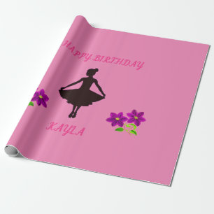 Papel de embrulho ballerina personalizado com nome