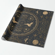 Papel de Embrulho Barroco Dourado Celestial