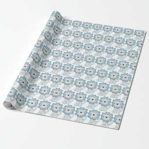 Papel de embrulho Bebês Leões Azuis