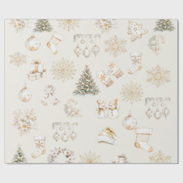 Papel de embrulho bege dourado de Natal