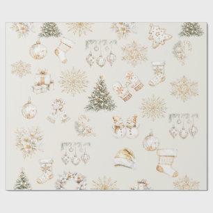 Papel de embrulho bege dourado de Natal
