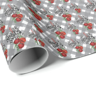 Papel de embrulho Black and White Noël Red Bells
