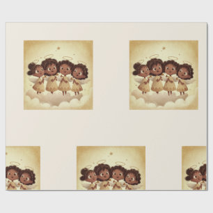 Papel de embrulho Black Girl Angel Christmas Choir