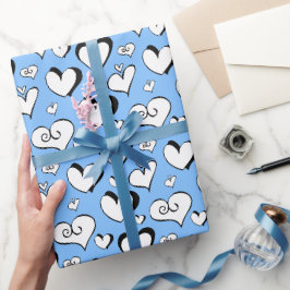 Papel de embrulho Blue Hearts