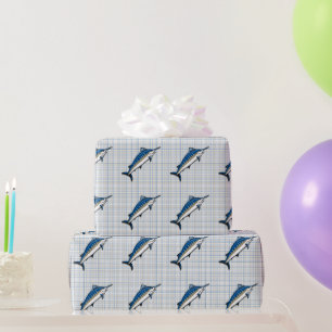 Papel de embrulho - Blue Marlin na Xadrez