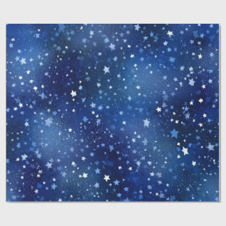 Papel de embrulho Blue Winter Stars & Snowflakes