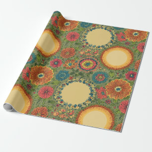 Papel de embrulho Boho do Sol e Flores