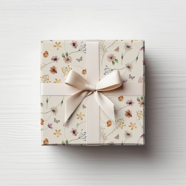 Papel de embrulho Boho Flores (Boho Flowers Wrapping Paper
)