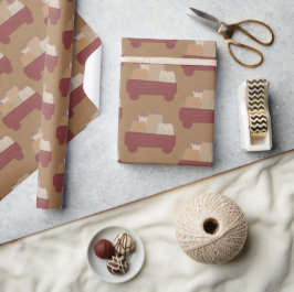 Papel de Embrulho Boho Marrom de Vagão de Abóbora