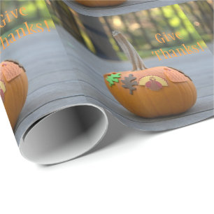 Papel de embrulho bonito do abóboras de Ação de Gr