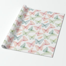 Papel de Embrulho Borboleta Pastel