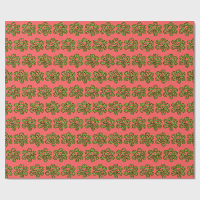 Papel de embrulho Boricua Sol Verde Natal (Aberto)