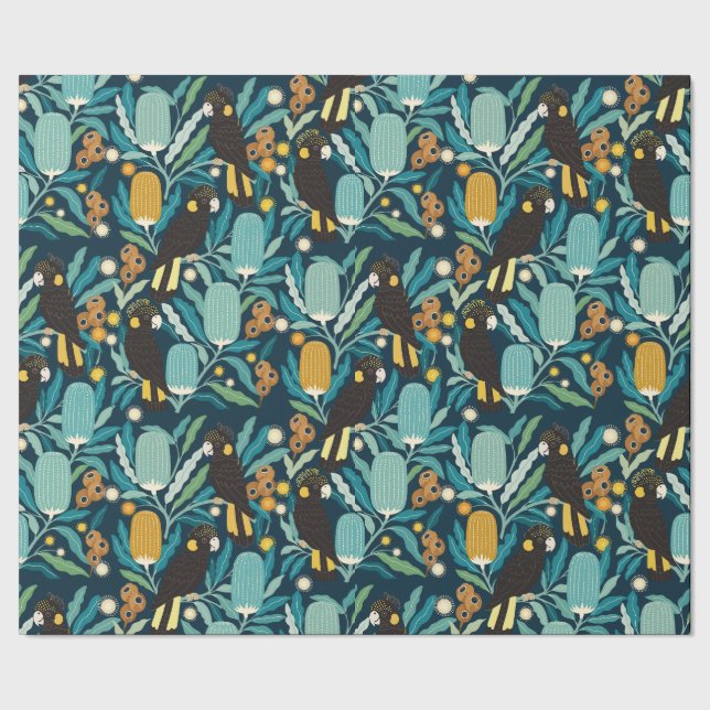 Papel de embrulho botânico australiano Banksia & B (Barra)