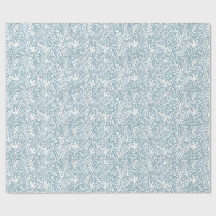 Papel de embrulho botânico azul suave   Mão elegan