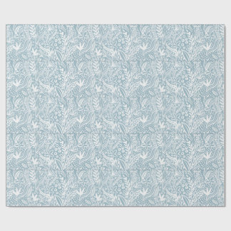 Papel de embrulho botânico azul suave | Mão elegan
