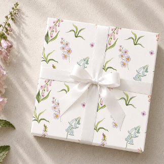 Papel de embrulho botânico de flor silvestre paste