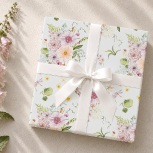 Papel de embrulho botânico de flor silvestre paste