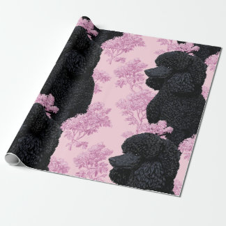 Papel de Embrulho Botânico de Poodle Preto Elegant