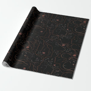 Papel de embrulho botânico de rostos abstratos