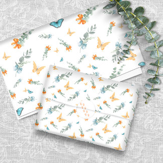 Papel de embrulho botânico Safari | Laranja Azul