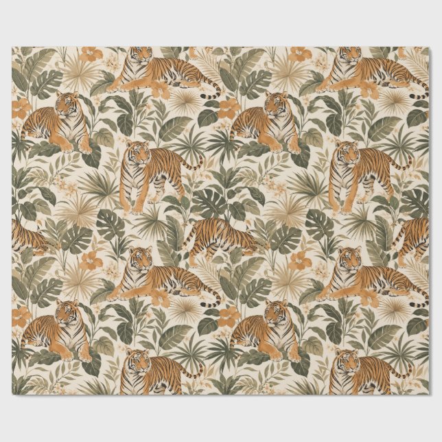 Papel de Embrulho Botânico Tigre Tropical (Aberto)