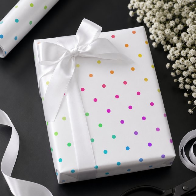 Papel de embrulho branco com bolinhas multicolorid (Criador carregado)