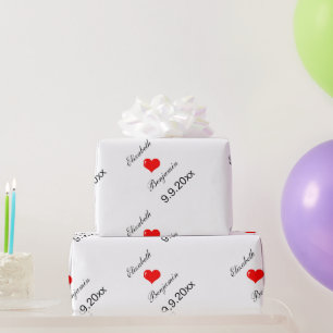 Papel de embrulho branco de casamento com nomes si