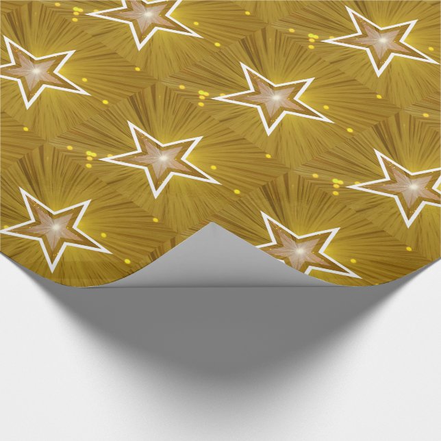 Papel de embrulho branco Dourado impressão Star (Ponta)