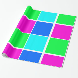 Papel de embrulho brilhante, azul verde rosa