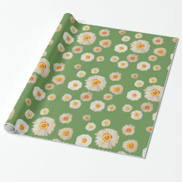 Papel de embrulho brilhante com flores de margarid