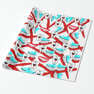 Papel de embrulho brilhante, creme dental escova d