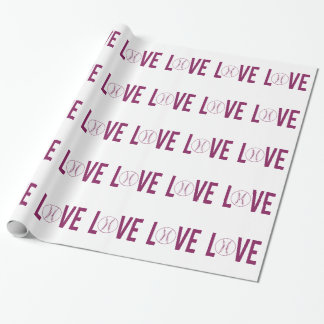 Papel de embrulho brilhante de beisebol amor