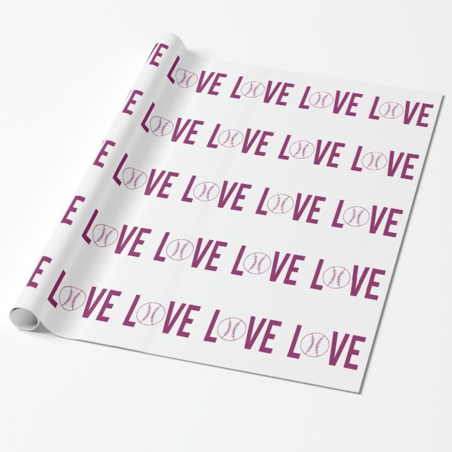 Papel de embrulho brilhante de beisebol amor (Desenrolado)