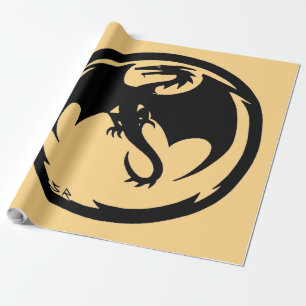 Papel de embrulho brilhante de ouro Black Dragon g