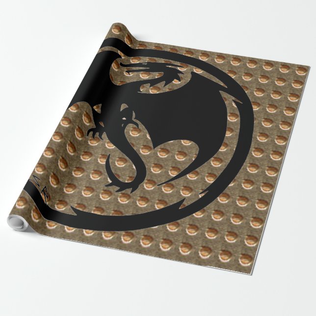 Papel de embrulho brilhante de recuo do Dragão Neg (Desenrolado)