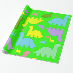 Papel de embrulho brilhante, Dinossauros Coloridos
