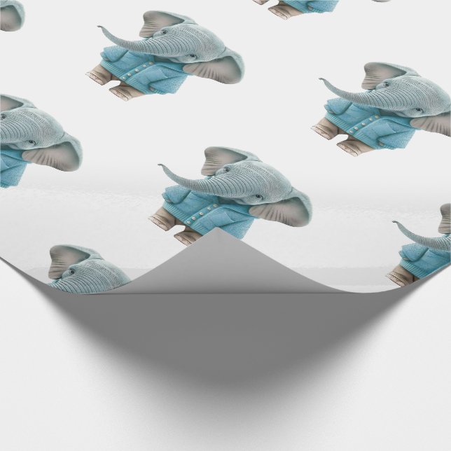 Papel de embrulho brilhante Elefante Azul (Ponta)