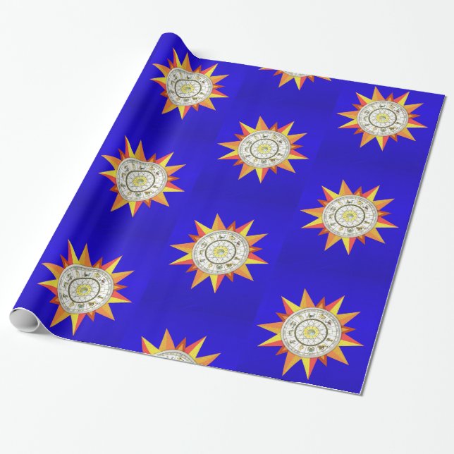 Papel de embrulho brilhante, estrelas amarelas (Desenrolado)
